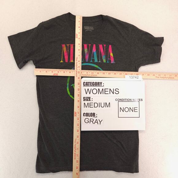 Nirvana Band Crew Neck Graphic Short Sleeve T Shirt Womens Size Medium M Black - Picture 5 of 9